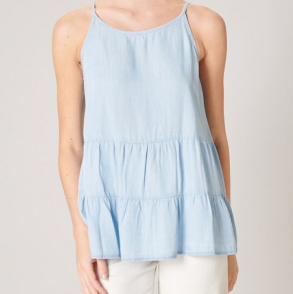 Kooky's Kloset Tops - Cannes Chambray Tiered Swing Tank Top